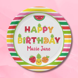 Happy Birthday sweet fruit Paper Plate