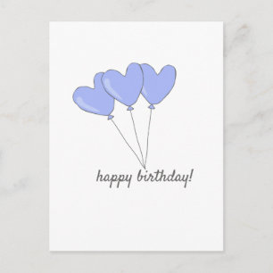 Happy Birthday Sweet Purple Heart Shaped Balloons Postcard