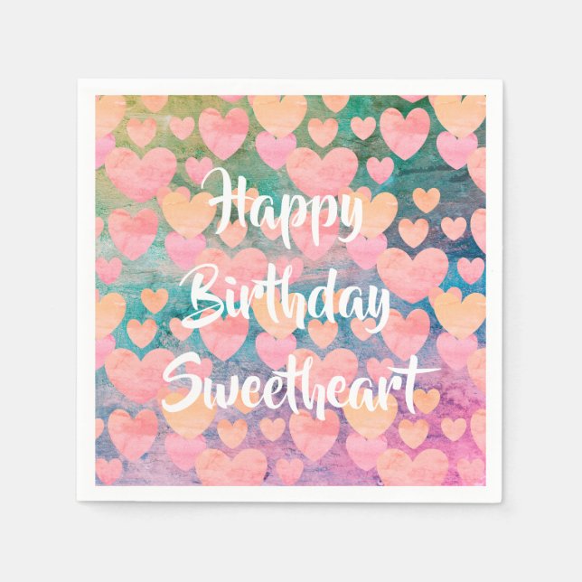 Happy Birthday Sweetheart party napkins (Front)