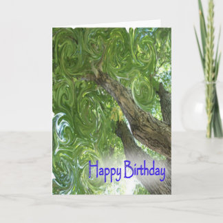 Happy Birthday-swirling leaves Card