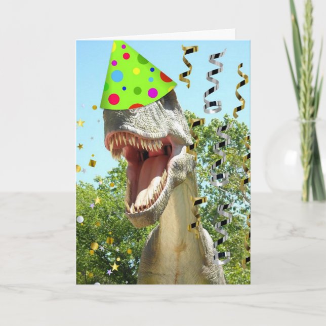 Happy Birthday T-Rex Dinosaur Card (Front)