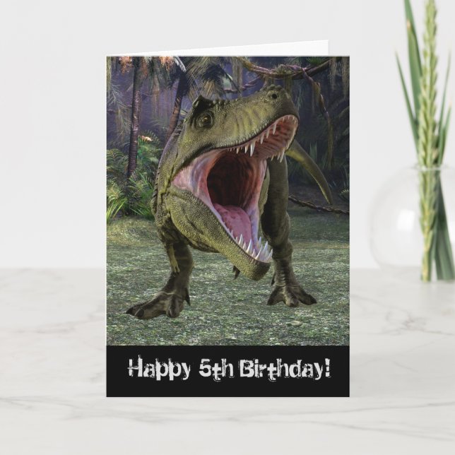 Happy Birthday T-rex Tyrannosaurus Custom Age Card (Front)