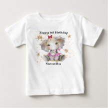 Happy Birthday T-Shirt, 1st Birthday Baby Elephant