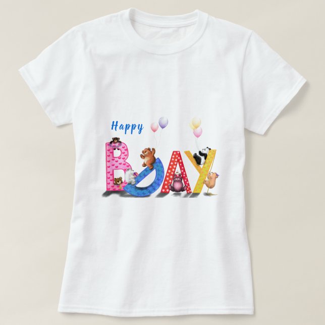 Happy Birthday T-Shirt Baby Bears Party Funny (Design Front)