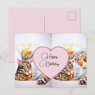 Happy Birthday Tabby Cat Cats Postcard