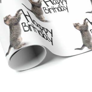 Happy Birthday Tabby Cat fun Wrapping Paper