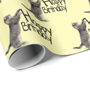 Happy Birthday Tabby Cat fun Wrapping Paper