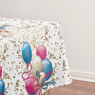 Happy Birthday Tablecloth Balloons