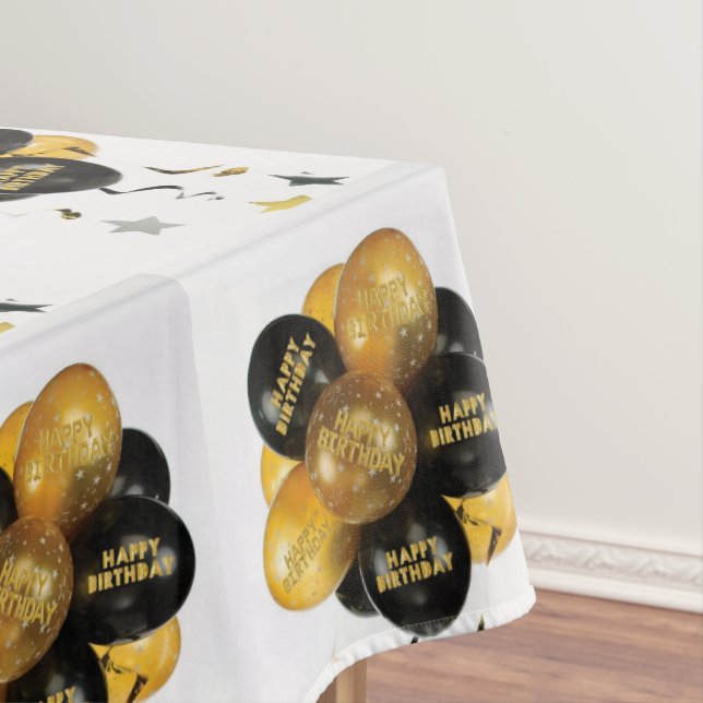 Happy Birthday Tablecloth Balloons (In Situ)