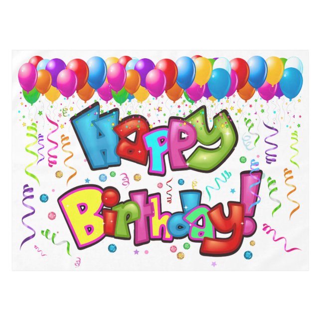 Happy Birthday Tablecloth Banner (Front (Horizontal))
