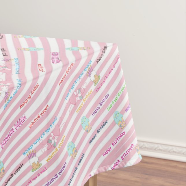 Happy Birthday Tablecloth Celebrate Pink  (In Situ)