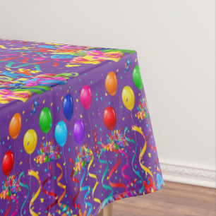 Happy Birthday Tablecloth Confetti Purple