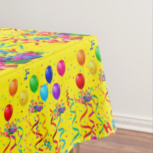 Happy Birthday Tablecloth Confetti Yellow