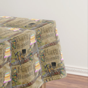 Happy Birthday Tablecloth Construction Tools