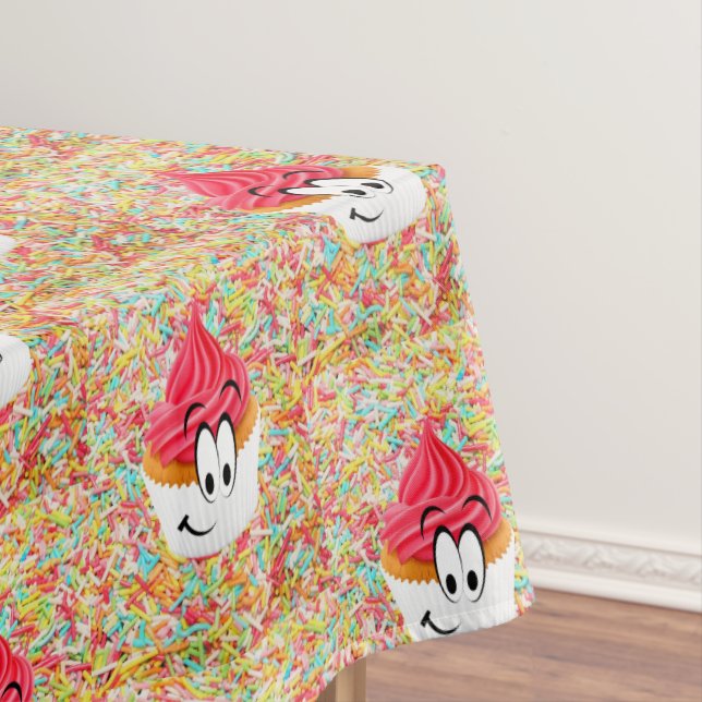 Happy Birthday Tablecloth Cupcakes (In Situ)