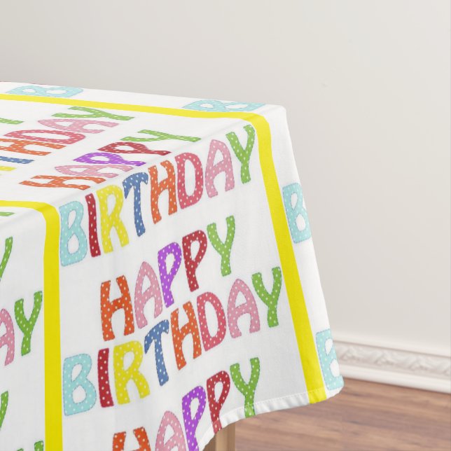 Happy Birthday Tablecloth Happy Colourful  (In Situ)