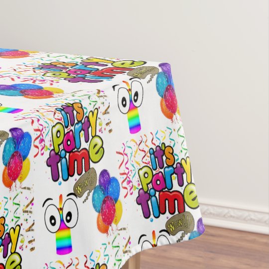 Happy Birthday Tablecloth It's Party Time | Zazzle.co.uk