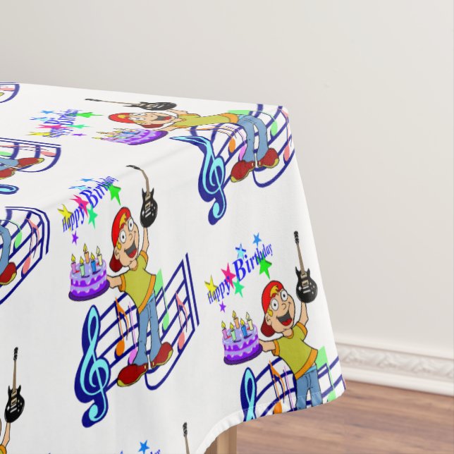 Happy Birthday Tablecloth Musician Guitar (In Situ)