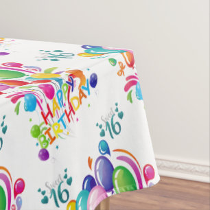 Happy Birthday Tablecloth Sweet Sixteen