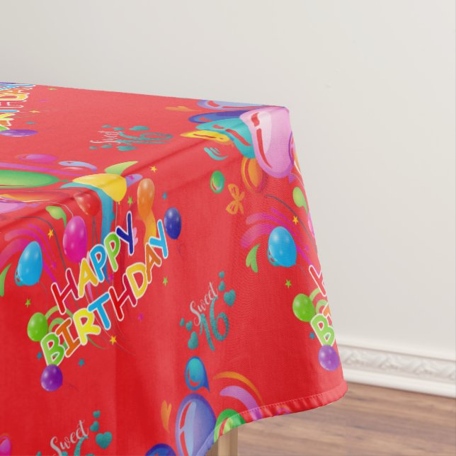 Happy Birthday Tablecloth Sweet Sixteen (In Situ)