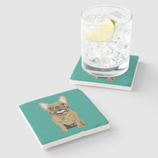 Happy birthday - Tan French Bulldog Stone Coaster