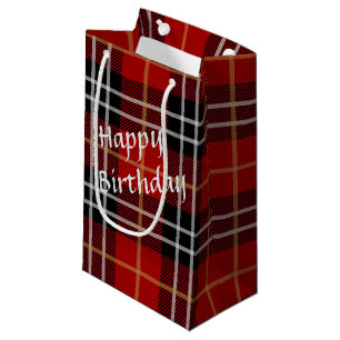 Happy Birthday Tartan Plaid Small Gift Bag