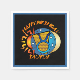 Happy Birthday Taurus Zodiac Birth Sign Napkins