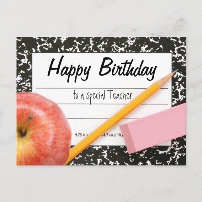 Happy Birthday Teacher Postcard (Front)