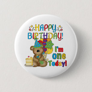 Happy Birthday Teddy Bear 1st T-shirts and Gifts 6 Cm Round Badge
