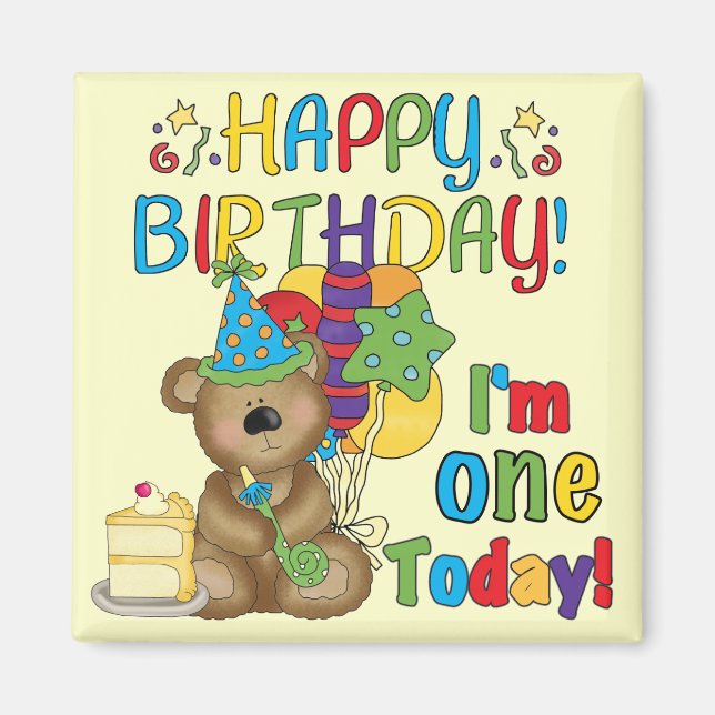 Happy Birthday Teddy Bear 1st T-shirts and Gifts Magnet (Front)