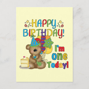 Happy Birthday Teddy Bear 1st T-shirts and Gifts Postcard