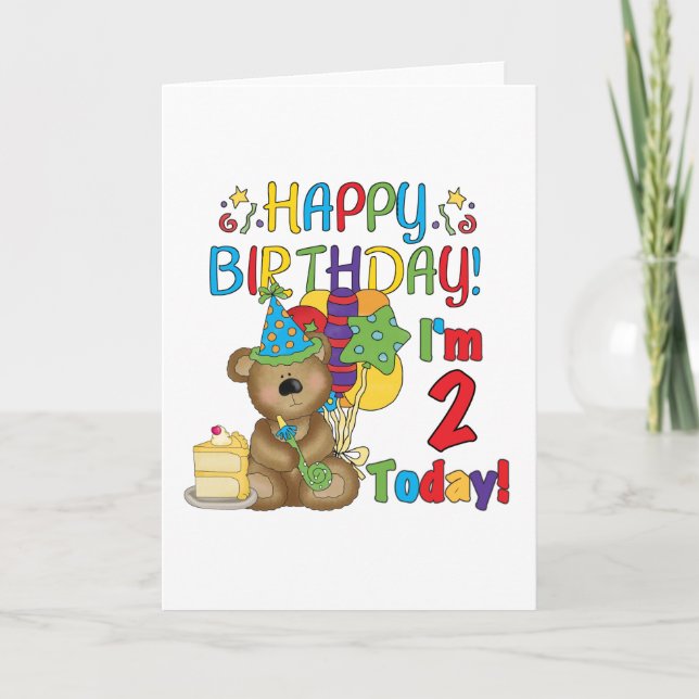 Happy Birthday Teddy Bear 2nd Birthday Card (Front)