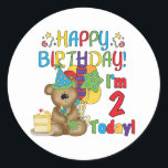 Happy Birthday Teddy Bear 2nd Birthday Classic Round Sticker<br><div class="desc">Colourful text reads "Happy Birthday I'm 3 Today! on teddy bear design 3rd birthday T-shirts,  magnets,  bodysuits,  cards,  stickers,  tote bags,  and more.</div>