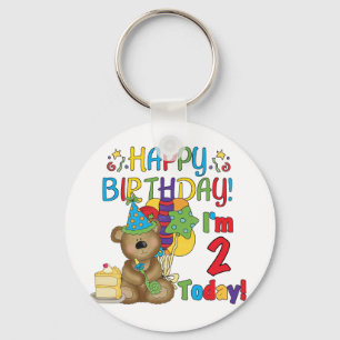 Happy Birthday Teddy Bear 2nd Birthday Key Ring