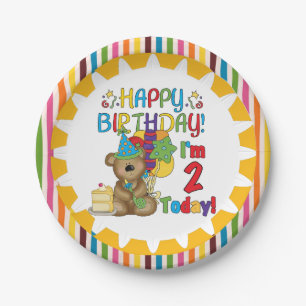 Happy Birthday Teddy Bear 2nd Birthday Paper Plate