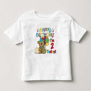 Happy Birthday Teddy Bear 2nd Birthday Toddler T-Shirt