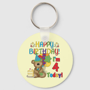 Happy Birthday Teddy Bear 4th T-shirts and Gifts Key Ring