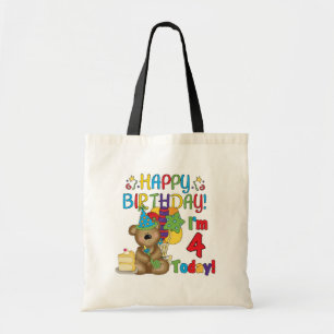 Happy Birthday Teddy Bear 4th T-shirts and Gifts Tote Bag