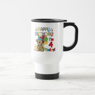 Happy Birthday Teddy Bear 4th T-shirts and Gifts Travel Mug