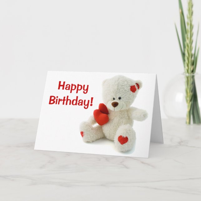 Happy Birthday Teddy Bear Greeting Card (Front)
