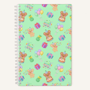 Happy Birthday Teddy Bear Mint Notebook