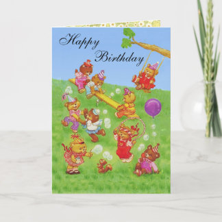 Happy Birthday Teddy Bear's Bubbles party Card