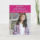 Happy Birthday teenage granddaughter photo card<br><div class="desc">Happy Birthday teenage granddaughter photo card Happy Birthday card, photo fills the front of the card, Happy Birthday written on front. Do you have a lovely photograph of the birthday teenage granddaughter? Put your photograph on the birthday card to make it a personalised memento card. Customize and personalize as you...</div>