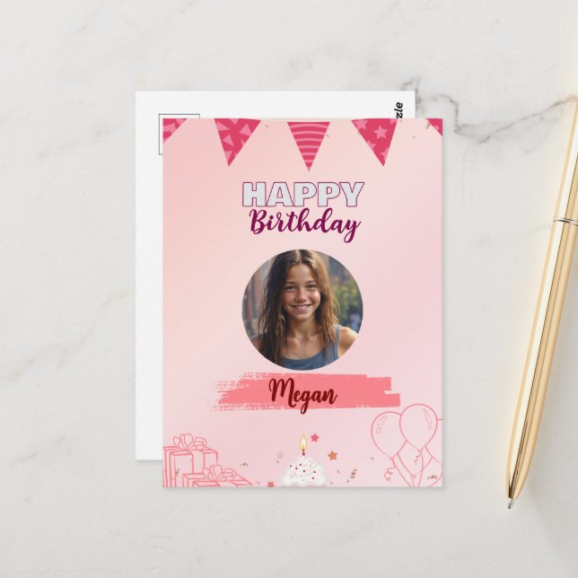 Happy Birthday Teenager Sweet Girl  Postcard (Front/Back In Situ)