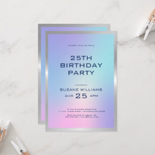 Happy Birthday template with ombre and silver