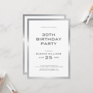 Happy Birthday template with white and silver