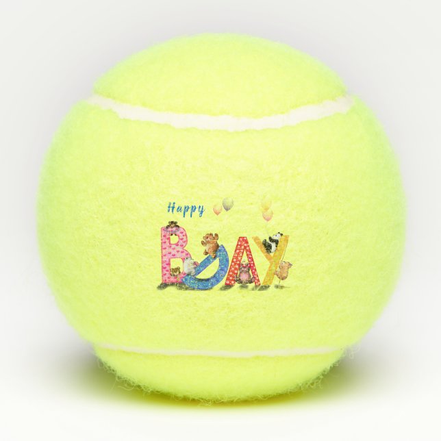 Happy Birthday Tennis Balls Baby Bears Party (Back)
