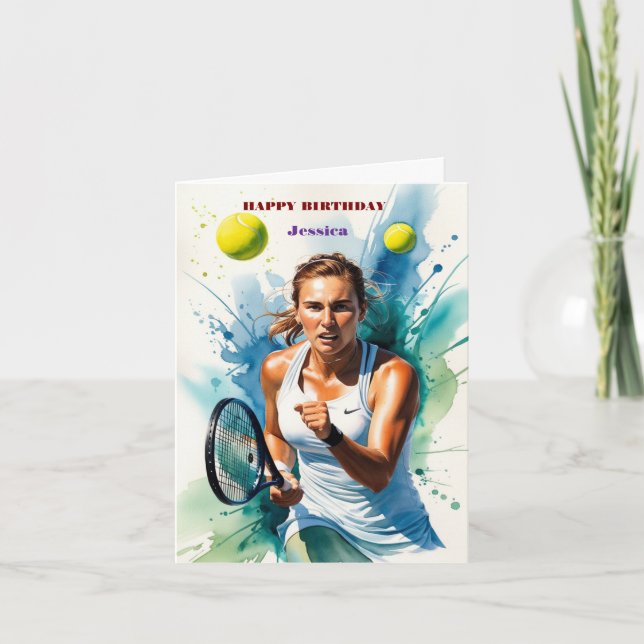 Happy Birthday Tennis Lover Card – Fun & Sporty Gr (Front)