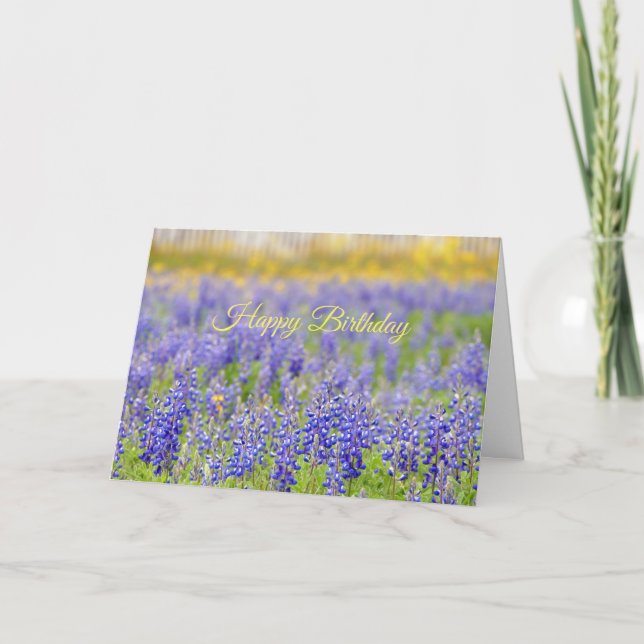 Happy Birthday, Texas Bluebonnet Field Card (Front)
