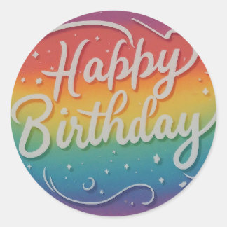 Happy Birthday Text and Picture Design Classic Round Sticker